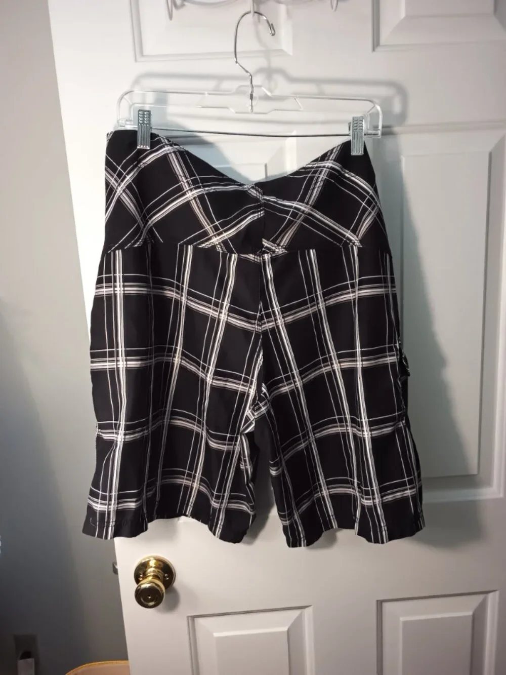 Hurley Black and White Plaid Swim Trunks